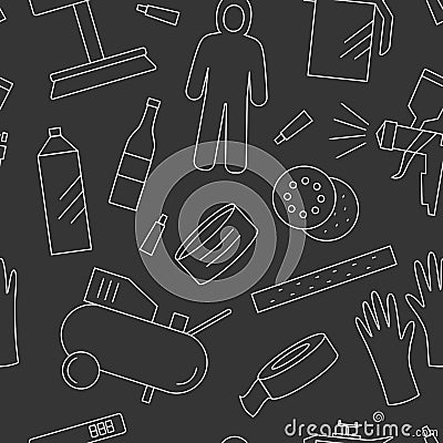 Pattern with painterâ€™s equipments Stock Photo